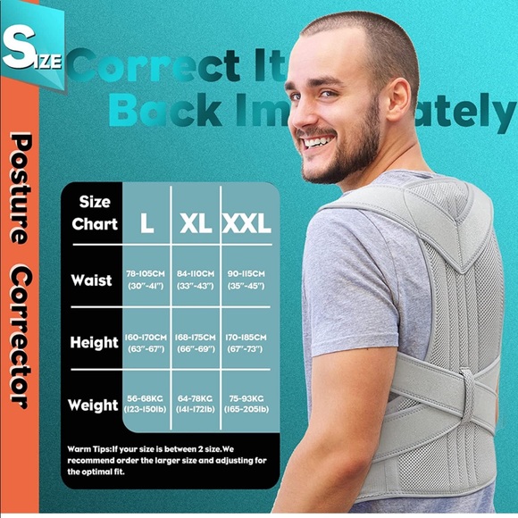 Support Belt for Back Posture Correctors, Pain Relief, Improve Posture, XL Gray. - Picture 5 of 6